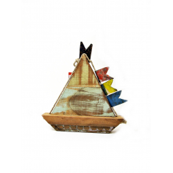 Żaglówka łódź dekoracja z drewna egzotycznego S